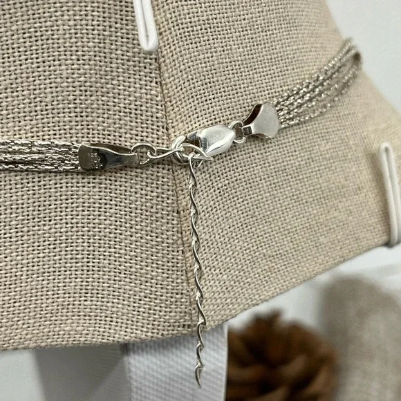 925 Italy Milor Multi-Strand Necklace w/ Layered Teardrop Pendant, 16-18" - Picture 8 of 16